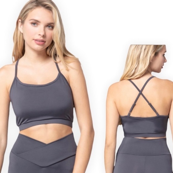 NWT Gray Yoga Sports Bra - Picture 1 of 3